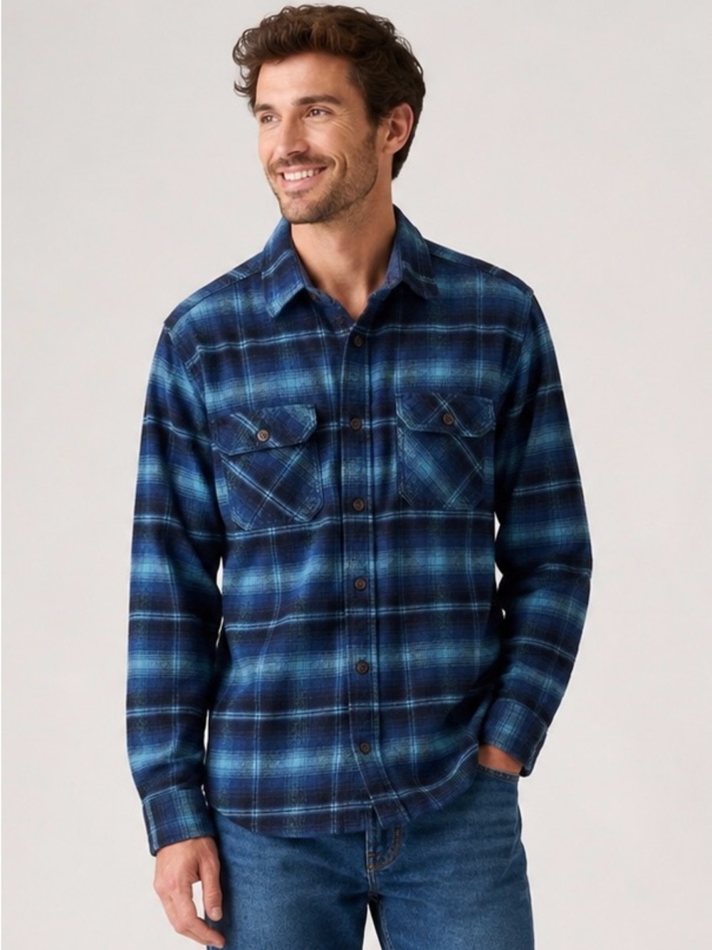 Jachs Blue Plaid Lightweight Shirt‎ Jacket